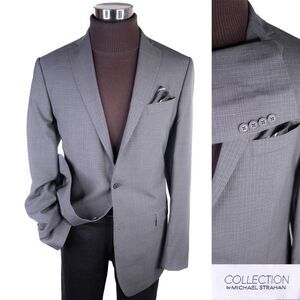 Collection By Michael Strahan Sport Coat Jacket Blazer WOOL Check 44L Canada EUC